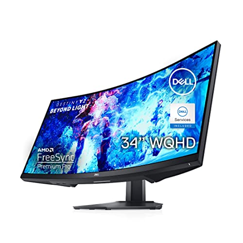 Dell S3422DWG 34-inch WQHD (3440 x 1440) 21:9 144Hz Curved Gaming Monitor, HDR 400, 1800R Curvature, Black (Latest Model) (Renewed)