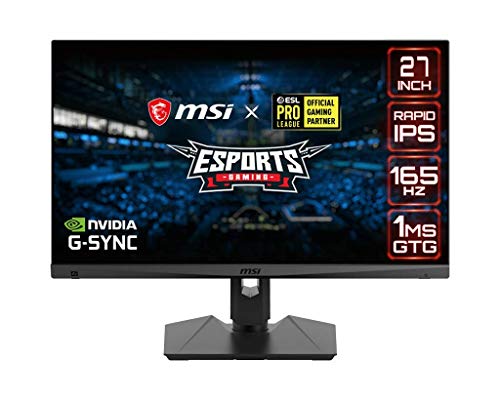 MSI QHD Rapid-IPS Quantum DOT Gaming Non-Glare Super Narrow Bezel 1ms 2560 x 1440 165Hz Refresh Rate Adjustable Arm G-Sync Compatible 27” Gaming Monitor (Optix MAG274QRF-QD) (Renewed)